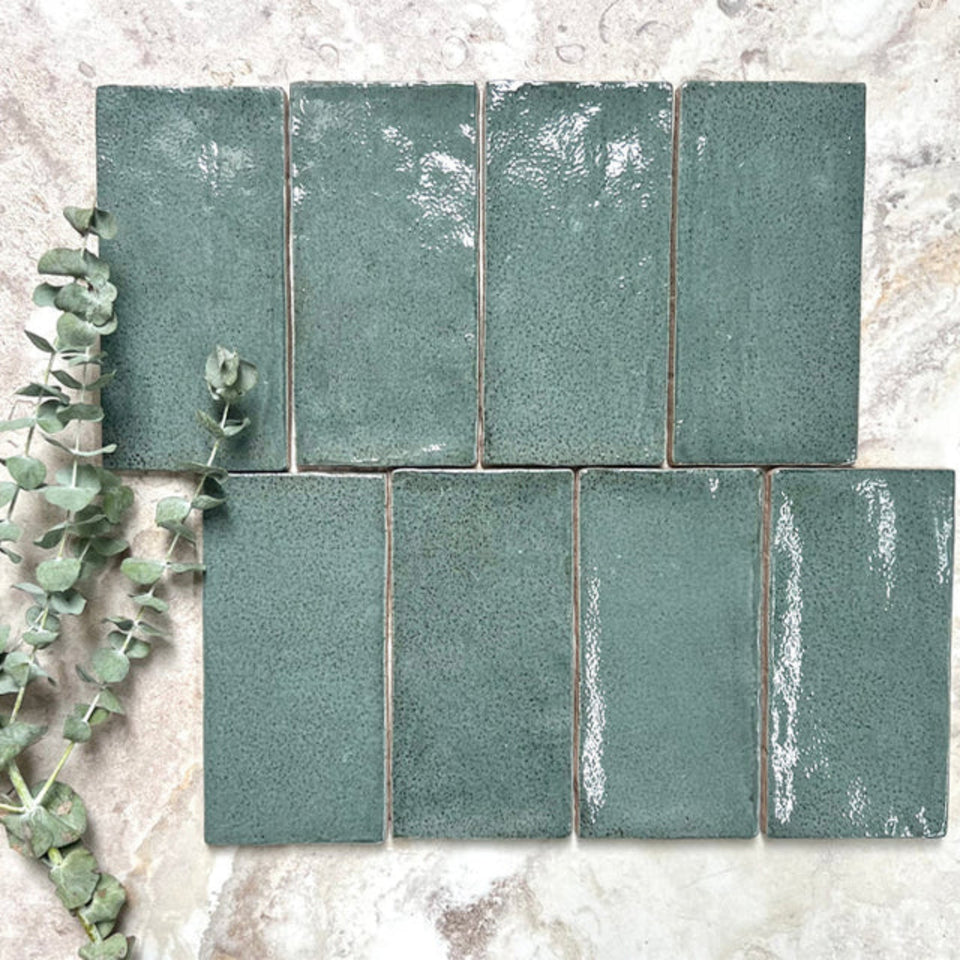 Dark Green Dianna Hand Made Subway Tile 75 x 150 x 9mm Spanish Ceramic