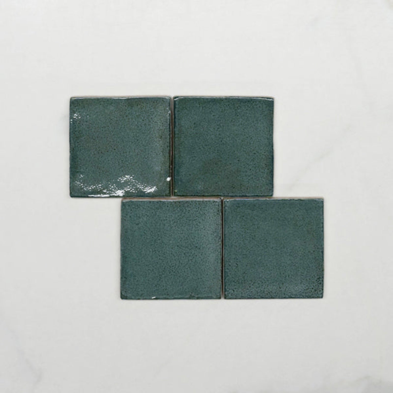 Pattern No Hand Dark Green Dianna Zellige Tile 100 x 100 x 9mm Spanish Ceramic  - The Blue Space