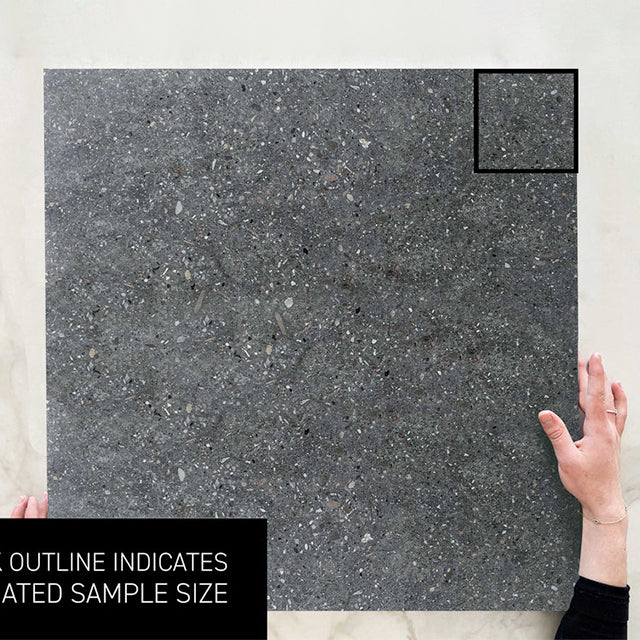 Dark Grey Frankie Polished Concrete Tile Matte 300 x 300 x 10mm Porcelain  | The Blue Space