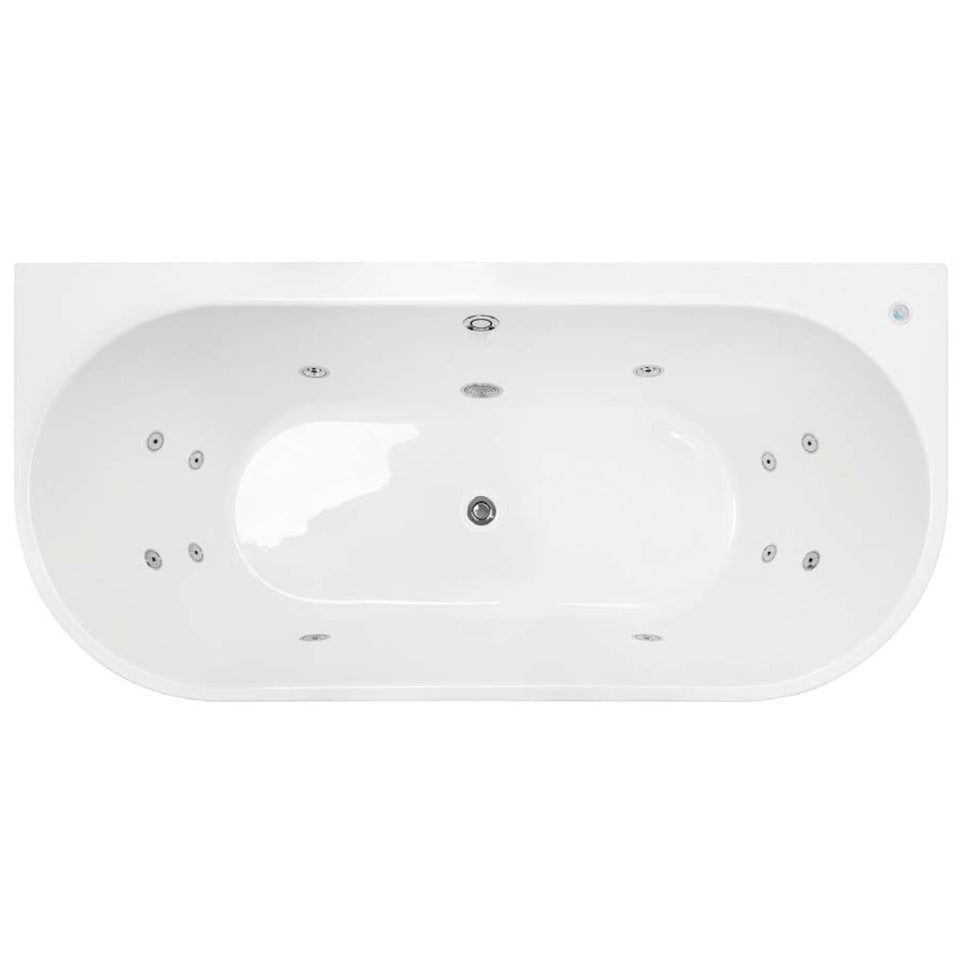 Decina Alegra Contour Back-To-Wall Freestanding Spa Bath 1700mm with White Jets