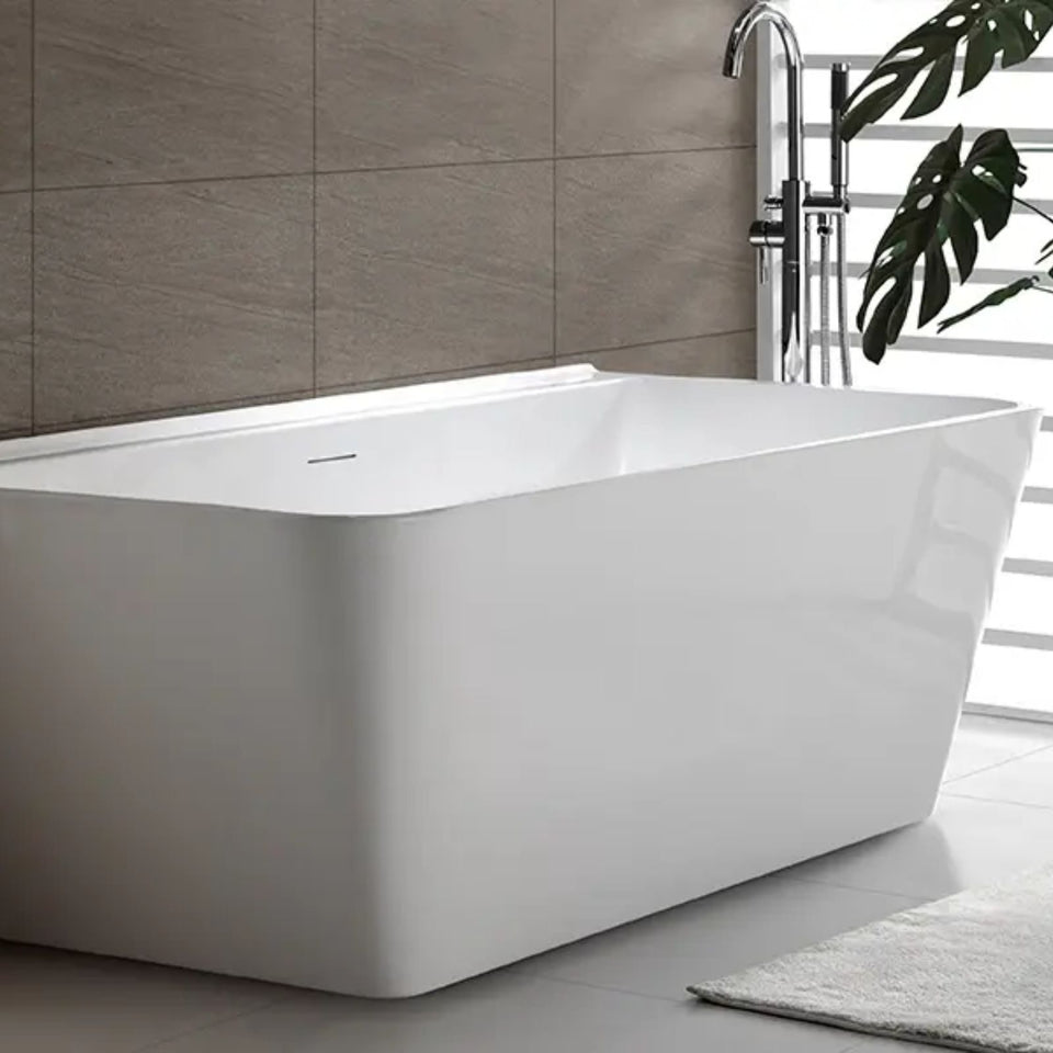 Decina Aria 1500 Back-To-Wall Freestanding Bath with Integrated Overflow
