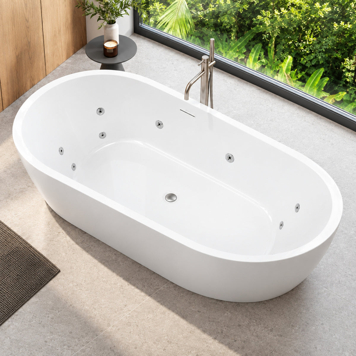 Lifestyle Decina Elisi Freestanding Contour Spa Bath 1700mm EI1700FSCNWIO - The Blue Space