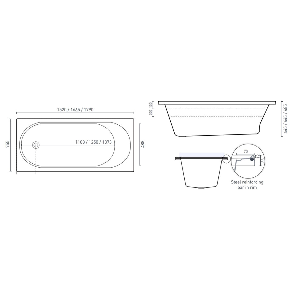 Decina Turin 1520 Contour 12-Jet Spa Bath