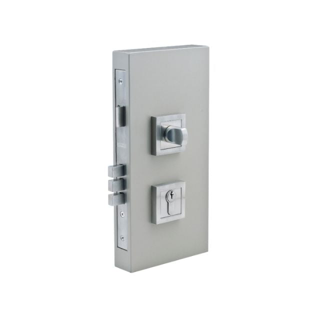 Zanda Double Turn Lock Kits Square Plate Brushed Nickel