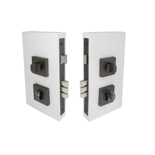 Zanda Double Turn Lock Kits Square Plate Graphite Nickel