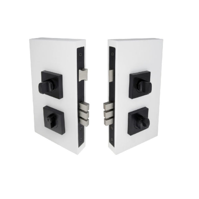 Zanda Double Turn Lock Kits Square Plate Matte Black