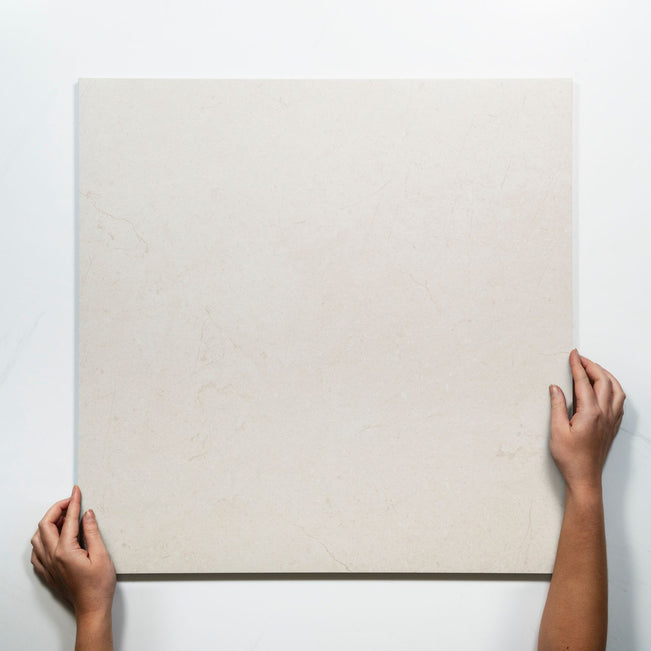 WIth Hand Drift Ivory Honed Porcelain Tile 600 x 600mm CREMAH2 - The Blue Space
