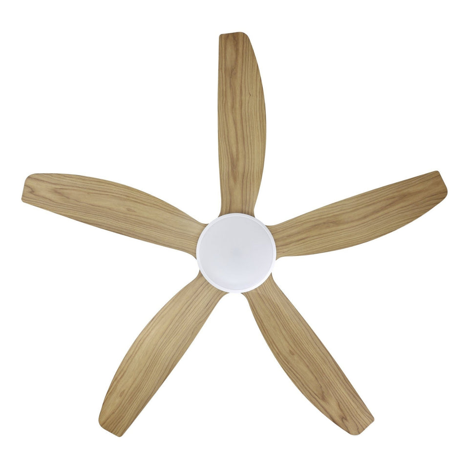 Eglo Miami 52 DC Ceiling Fan with LED Light White/Blackbutt