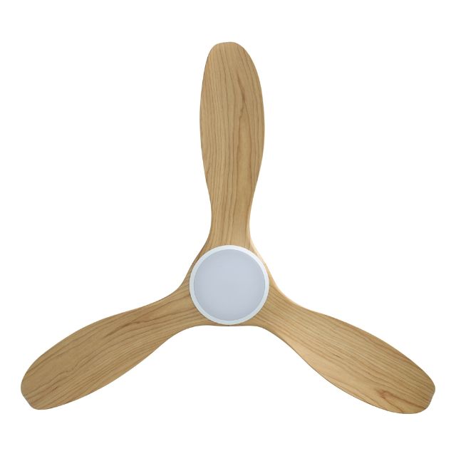 Eglo Noosa 52in 132cm DC Ceiling Fan with 18W LED CCT Light - White with Blackbutt Finish