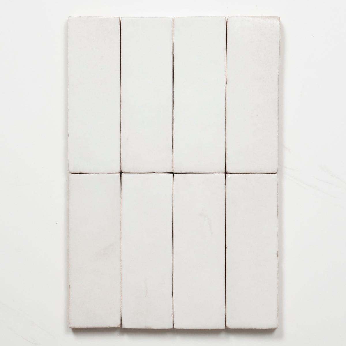 Faces Evelyn Pure White Handmade Bejmat Satin Tile 100 x 50mm BYRCH2 - The Blue Space