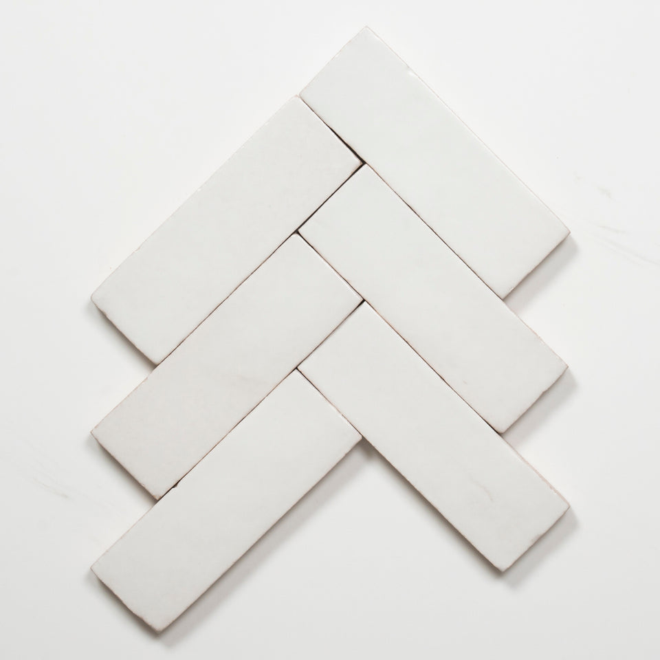 Evelyn Pure White Handmade Bejmat Satin Tile 150 x 50mm