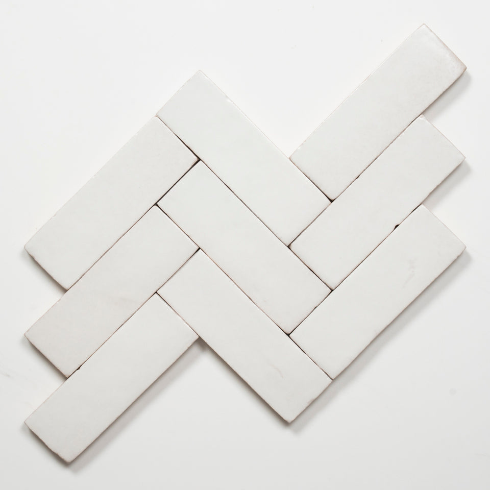 Evelyn Pure White Handmade Bejmat Satin Tile 150 x 50mm