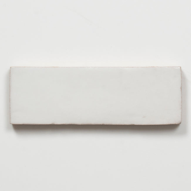 Single no Hand Evelyn Pure White Handmade Bejmat Satin Tile 100 x 50mm BYRCH2 - The Blue Space