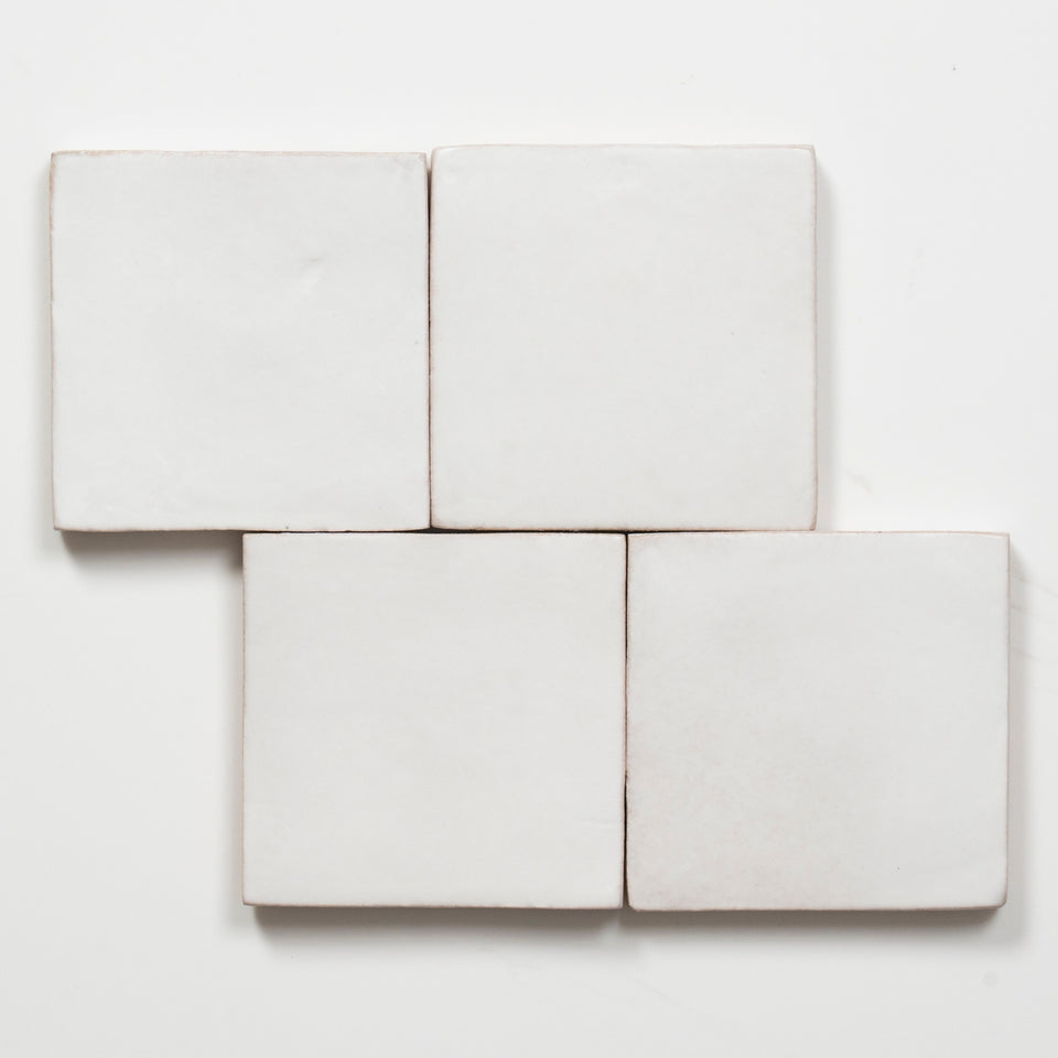 Evelyn Pure White Handmade Zellige Satin Tile 100 x 100mm