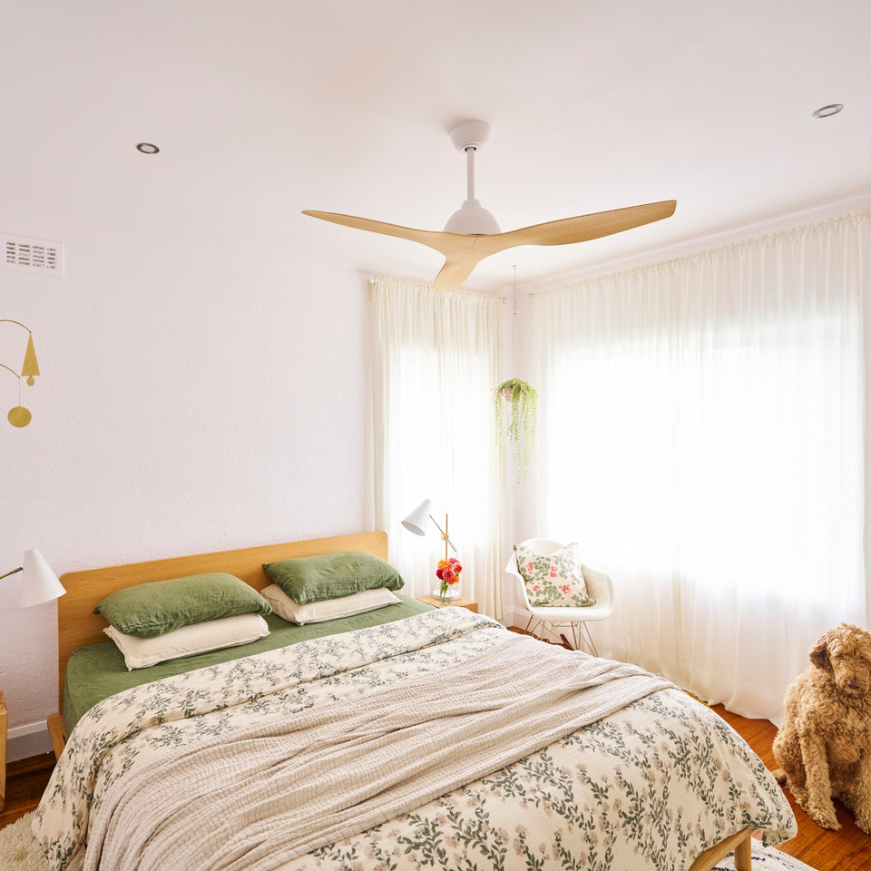Fanco Breeze 48'' (122cm) AC Ceiling Fan - White and Beechwood
