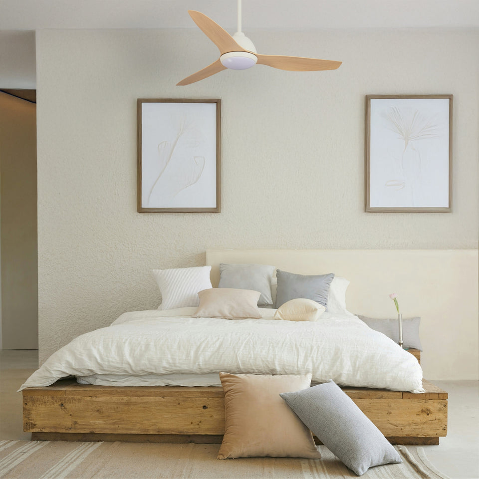 Fanco Breeze 48'' (122cm) AC Ceiling Fan with LED Light - White and Beechwood