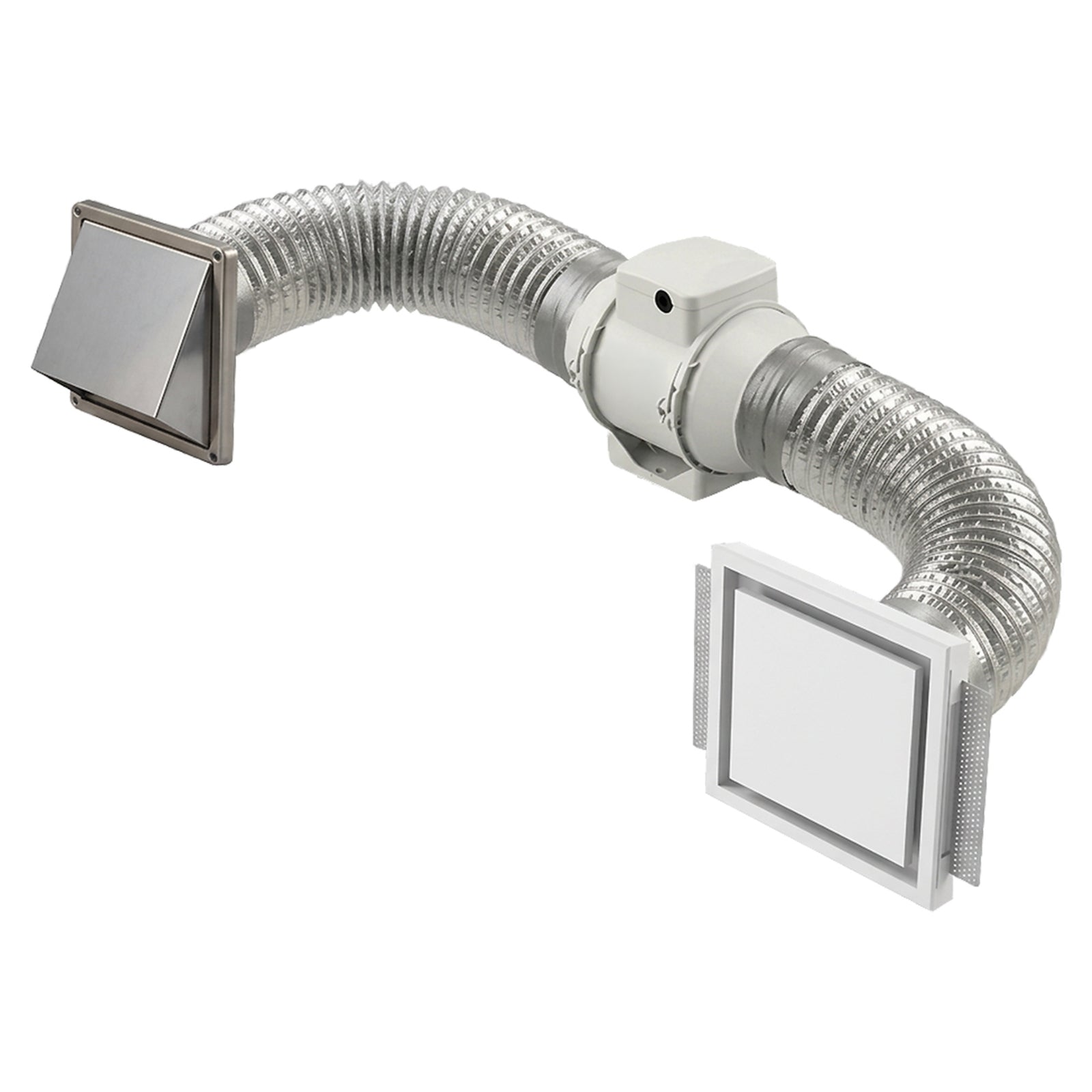 With Hood Fanco Designer 125mm Square Bathroom Ventilation Kit White EKEVSQTT125 - The Blue Space