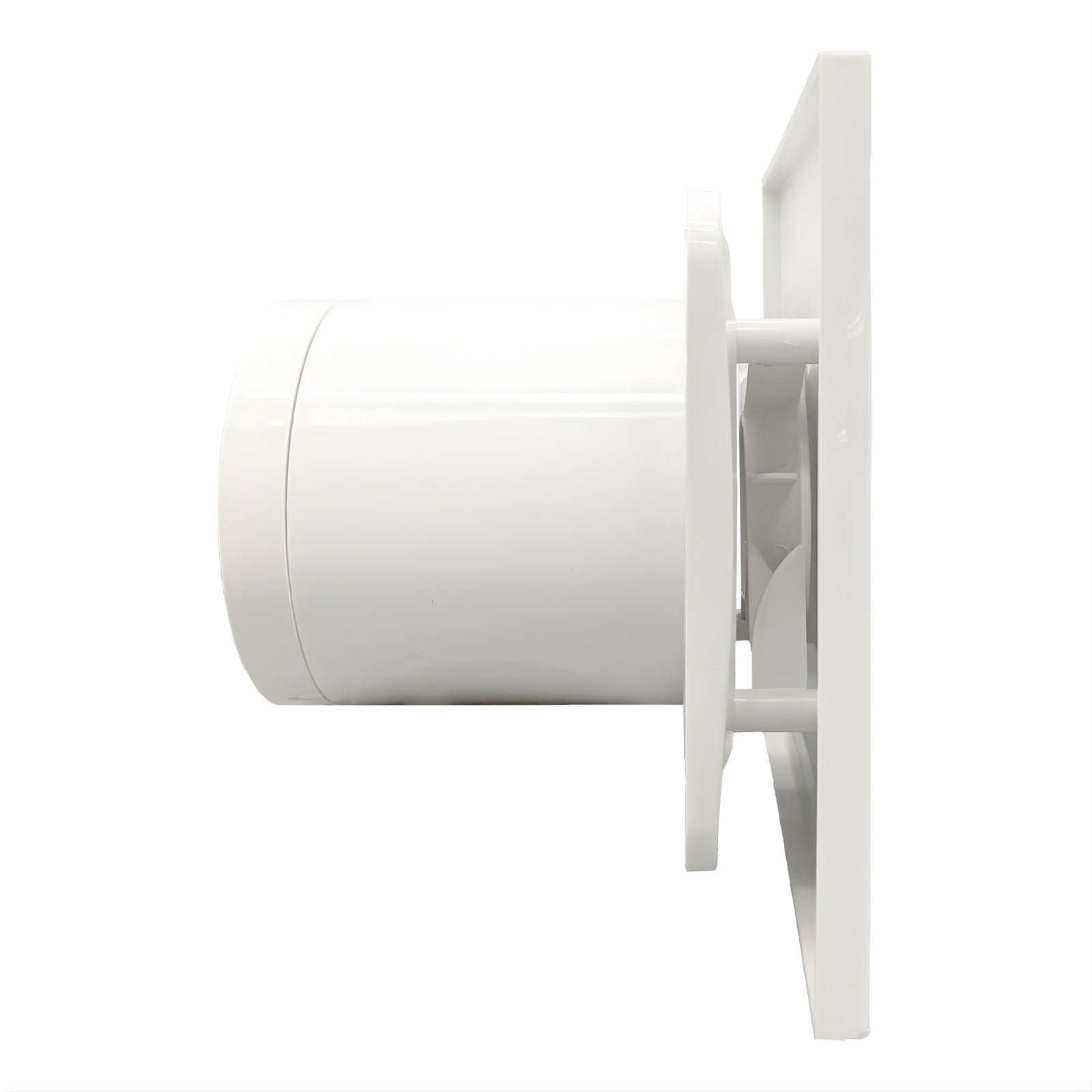 Side View Fanco Dynamic 100mm Duct Square Exhaust Fan Gloss White W-EMVUDY11-GWH - The Blue Space