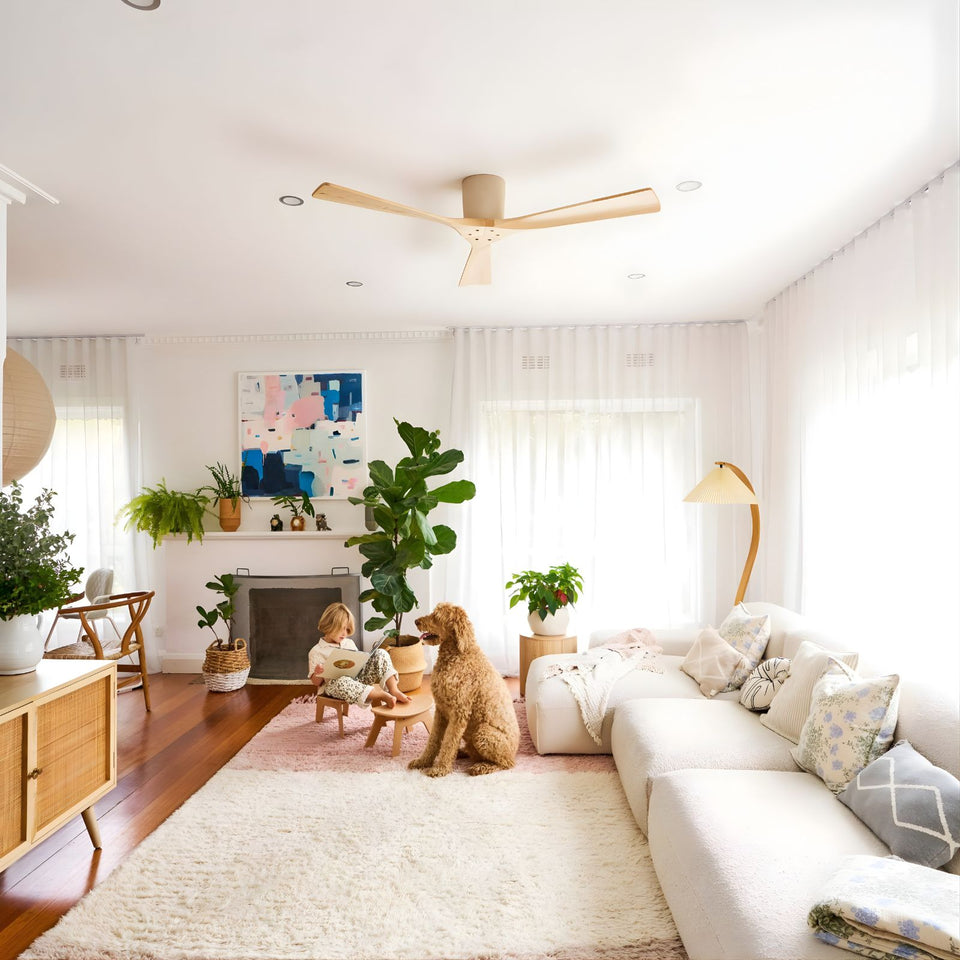 Fanco EarthFirst Gaia 48" (122cm) DC Ceiling Fan - Ecru and Natural Timber
