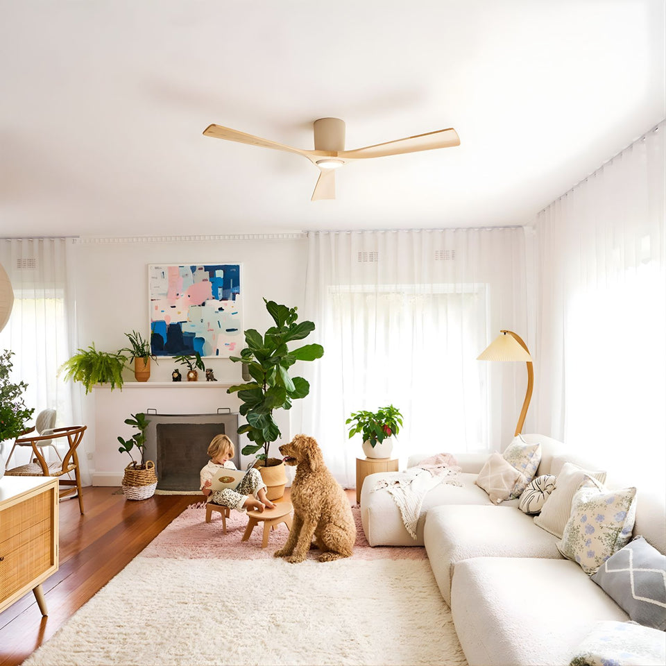 Fanco EarthFirst Gaia 54" (137cm) DC Ceiling Fan with LED Light - Ecru and Natural Timber