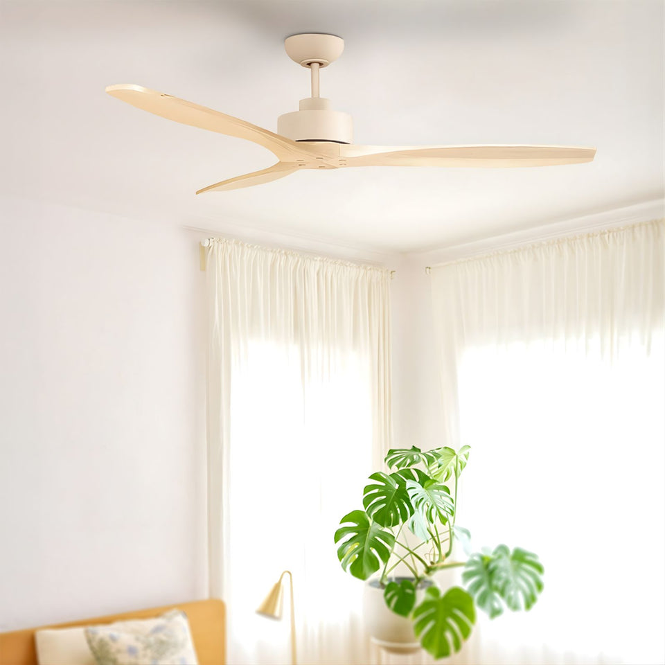 Fanco EarthFirst Wynd 60'' (152cm) DC Ceiling Fan - Ecru and Natural Timber