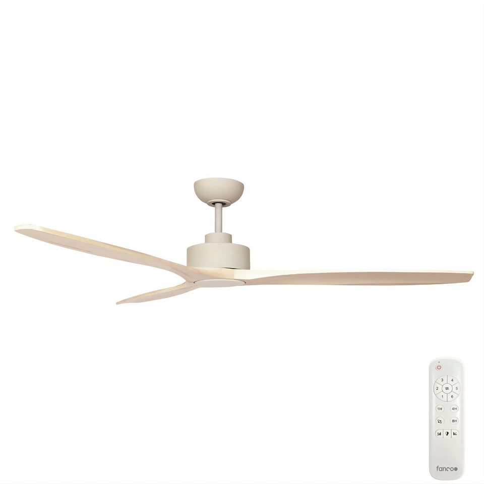 Fanco EarthFirst Wynd 60'' (152cm) DC Ceiling Fan with Base Cap- Ecru and Natural Timber