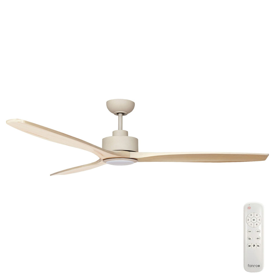 Fanco EarthFirst Wynd 60'' (152cm) DC Ceiling Fan with LED Light - Ecru and Natural Timber