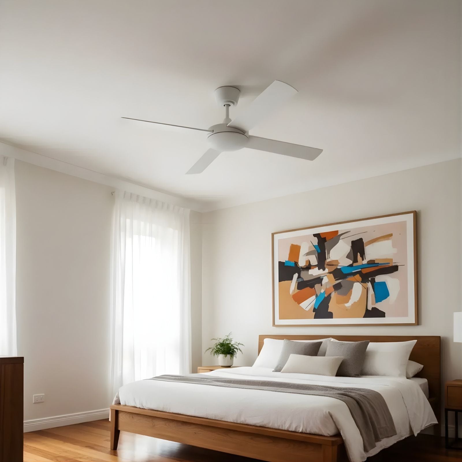 Bedroom Fanco Eco Silent Pro 52'' (132cm) DC Ceiling Fan White  F1120/101C - The Blue Space