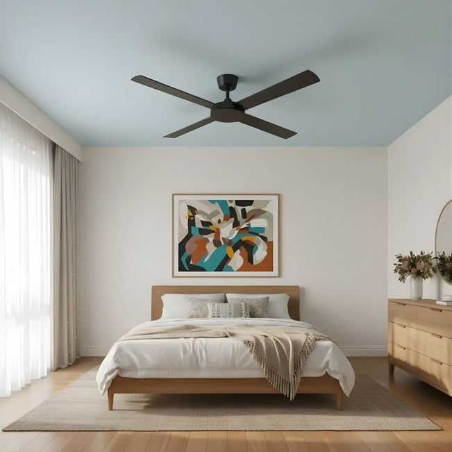 Bedroom Fanco Eco Silent Pro 56'' (142cm) DC Ceiling Fan Black  F1140/202C - The Blue Space