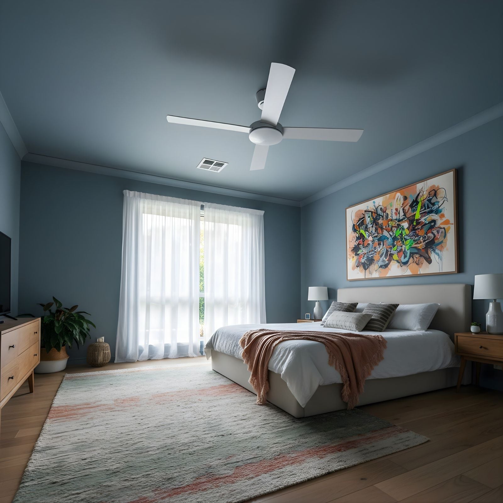Bedroom Fanco Eco Silent Pro 56'' (142cm) DC Ceiling Fan White F1140/101C - The Blue Space