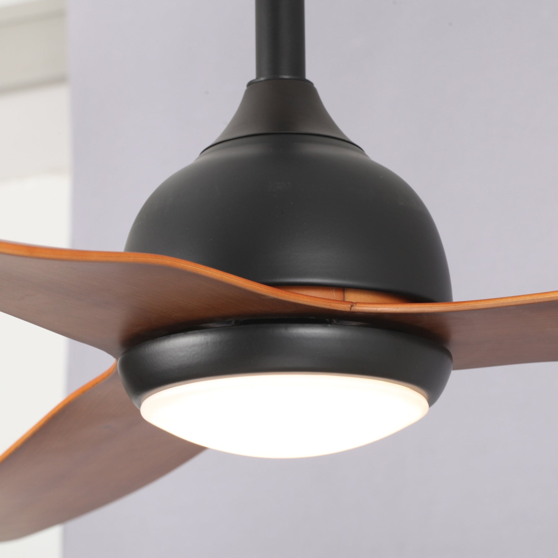 Details Fanco Eco Style 52'' (132cm) DC Ceiling Fan with LED Light - Black and Koa F4011/205A - The Blue Space