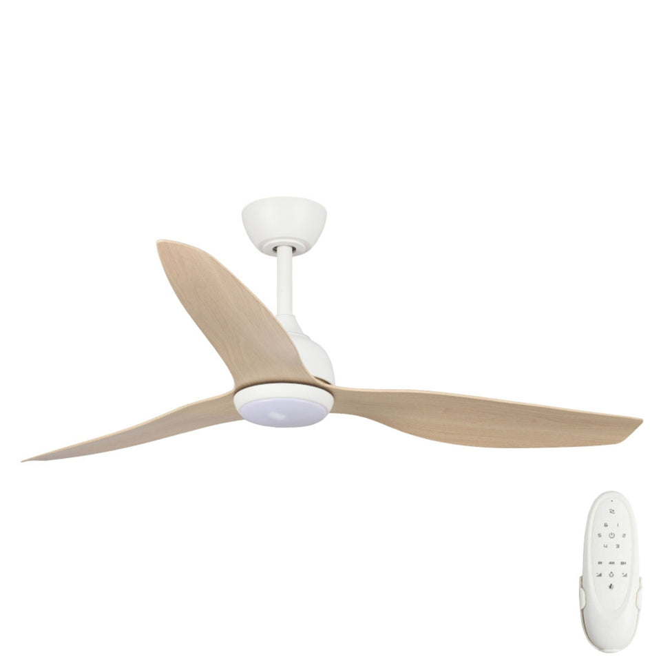 Fanco Eco Style 52'' (132cm) DC Ceiling Fan with LED Light - White and Beechwood