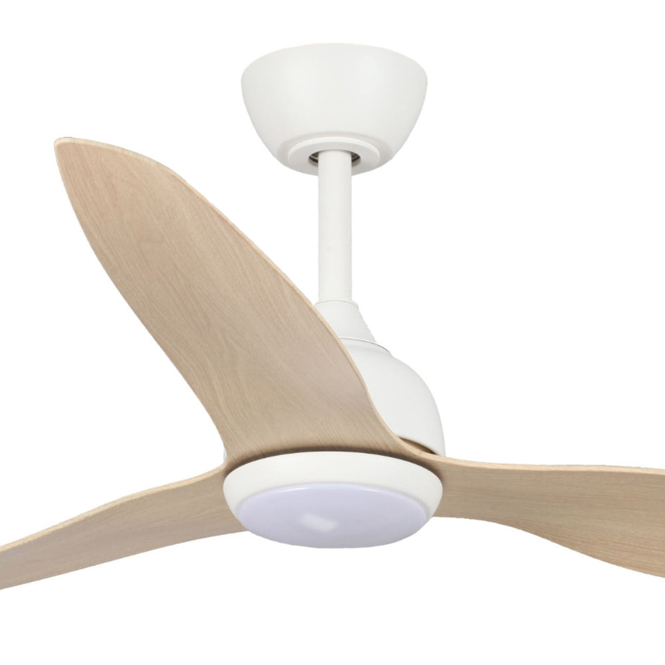 Fanco Eco Style 52'' (132cm) DC Ceiling Fan with LED Light - White and Beechwood