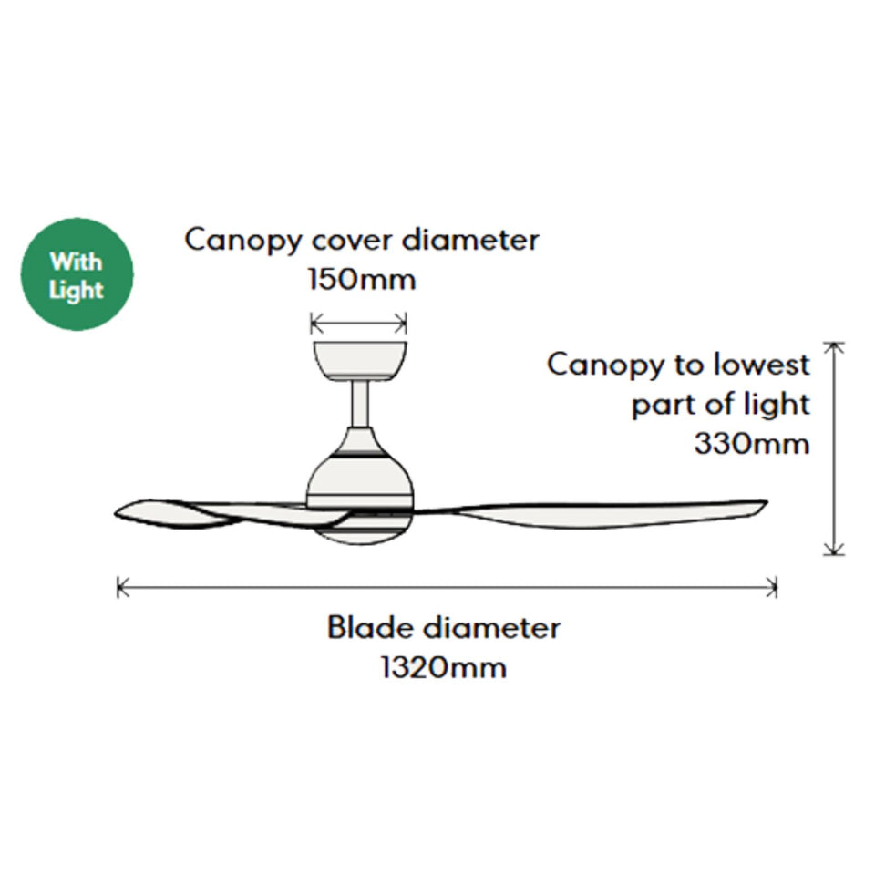 Fanco Eco Style 52'' (132cm) DC Ceiling Fan with LED Light - White and Beechwood