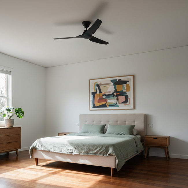 Bedroom Fanco Infinity-iD v3 48'' (122cm) DC Ceiling Fan Black F8000/202C - The Blue Space