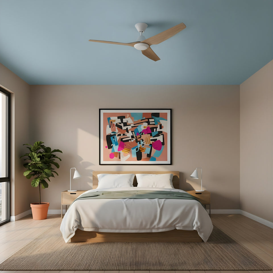 Fanco Infinity-iD v3 48'' (122cm) DC Ceiling Fan with LED Light White and Beechwood