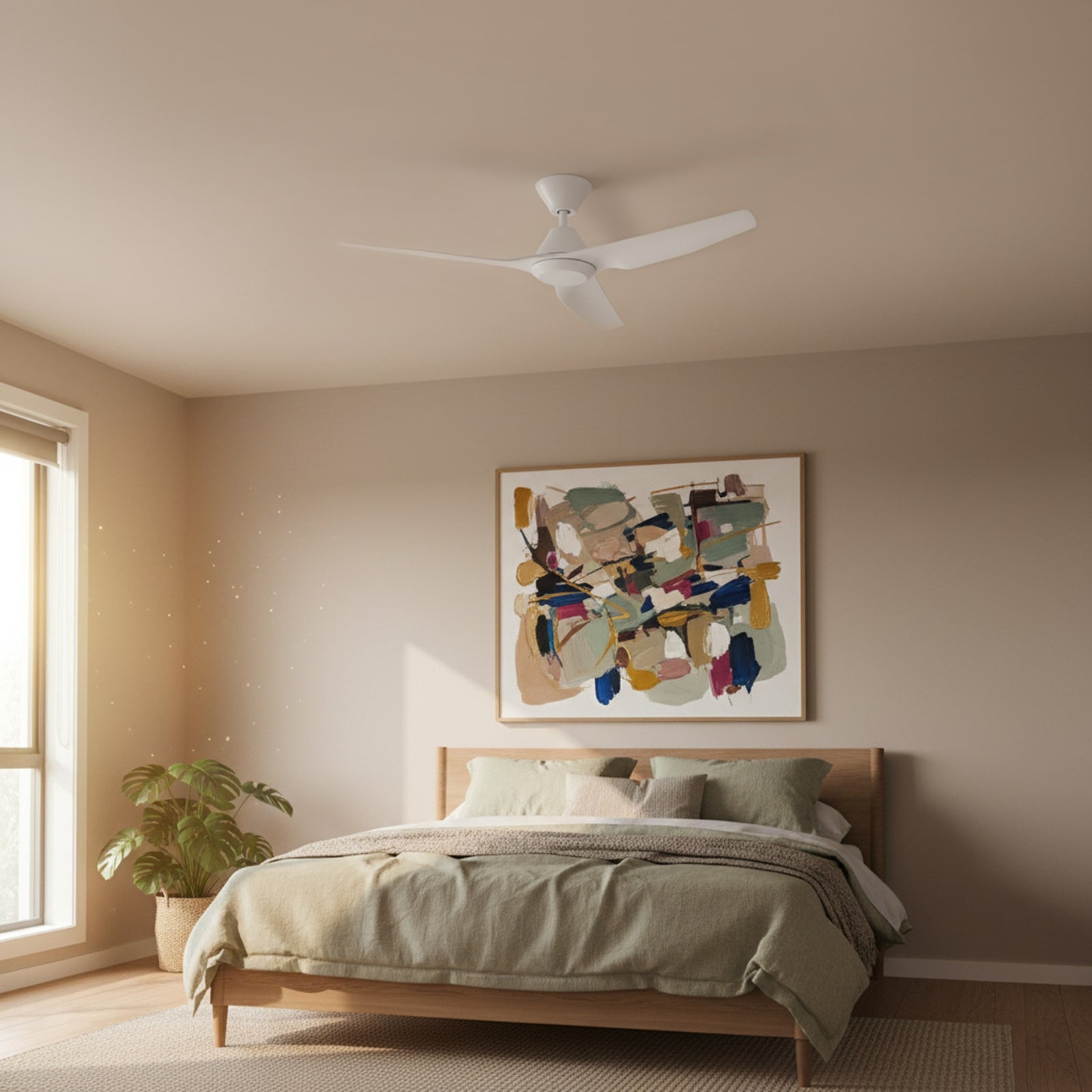 Bedroom Fanco Infinity-iD v3 48'' (122cm) DC Ceiling Fan with LED Light White F8001/101C - The Blue Space