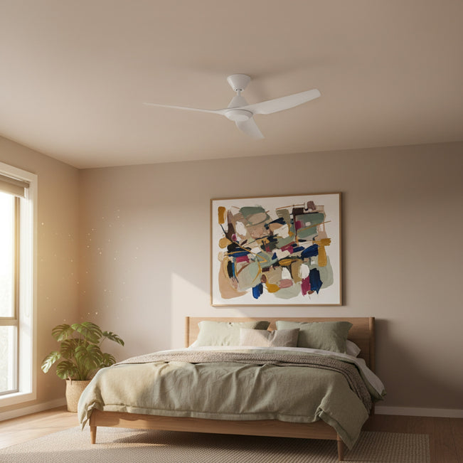 Bedroom Fanco Infinity-iD v3 48'' (122cm) DC Ceiling Fan with LED Light White F8001/101C - The Blue Space