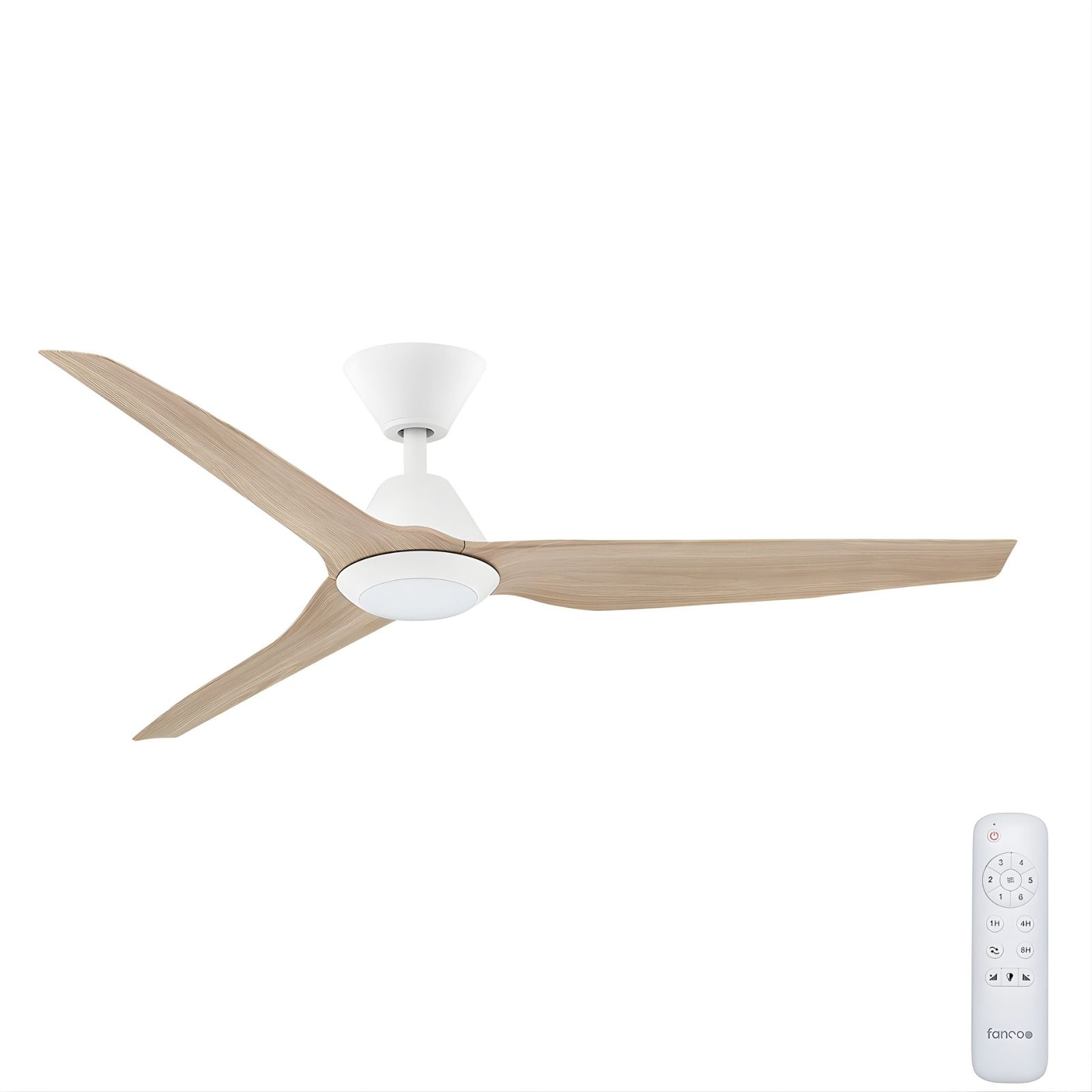 Fanco Infinity-iD v3 54'' (137cm) DC Ceiling Fan with LED Light White and Beechwood  F8031/121C - The Blue Space