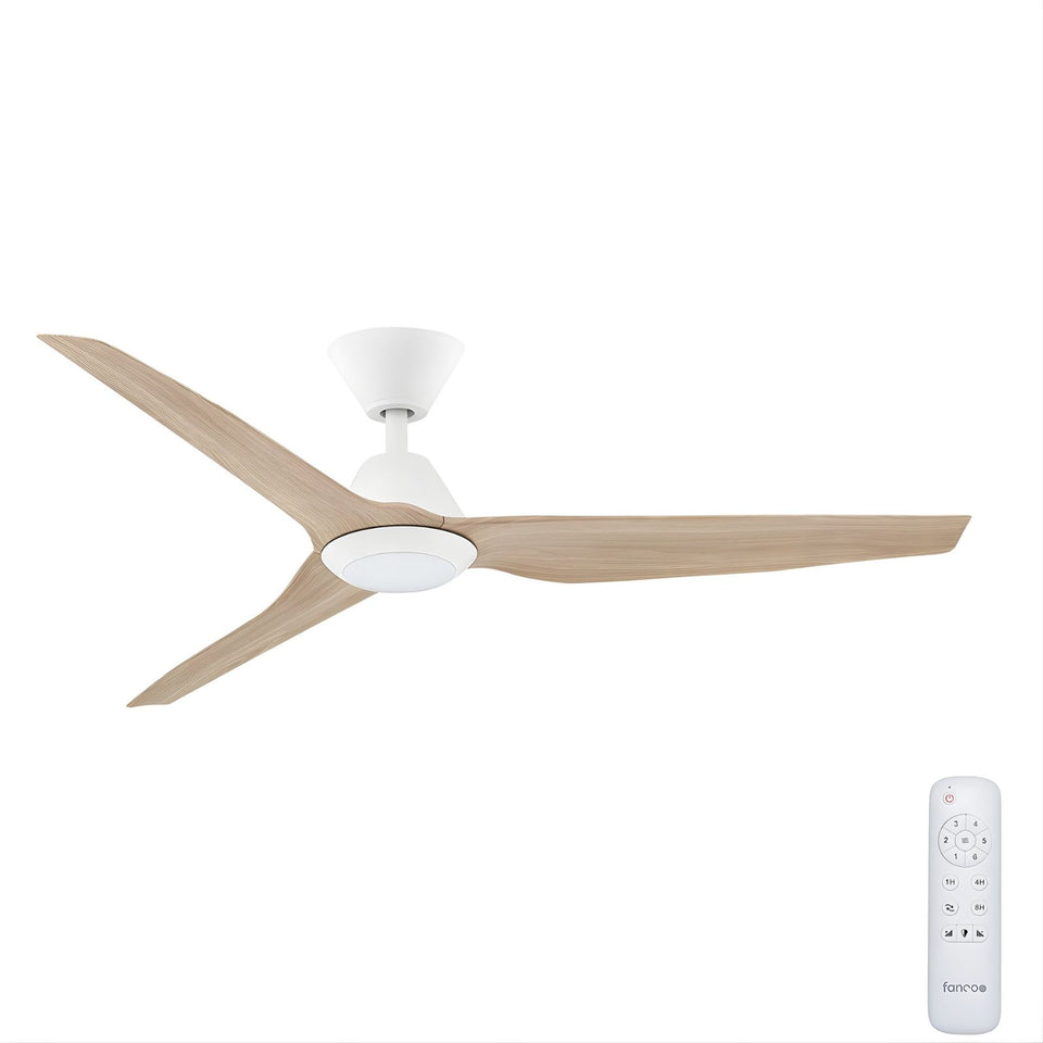 Fanco Infinity-iD v3 54'' (137cm) DC Ceiling Fan with LED Light White and Beechwood