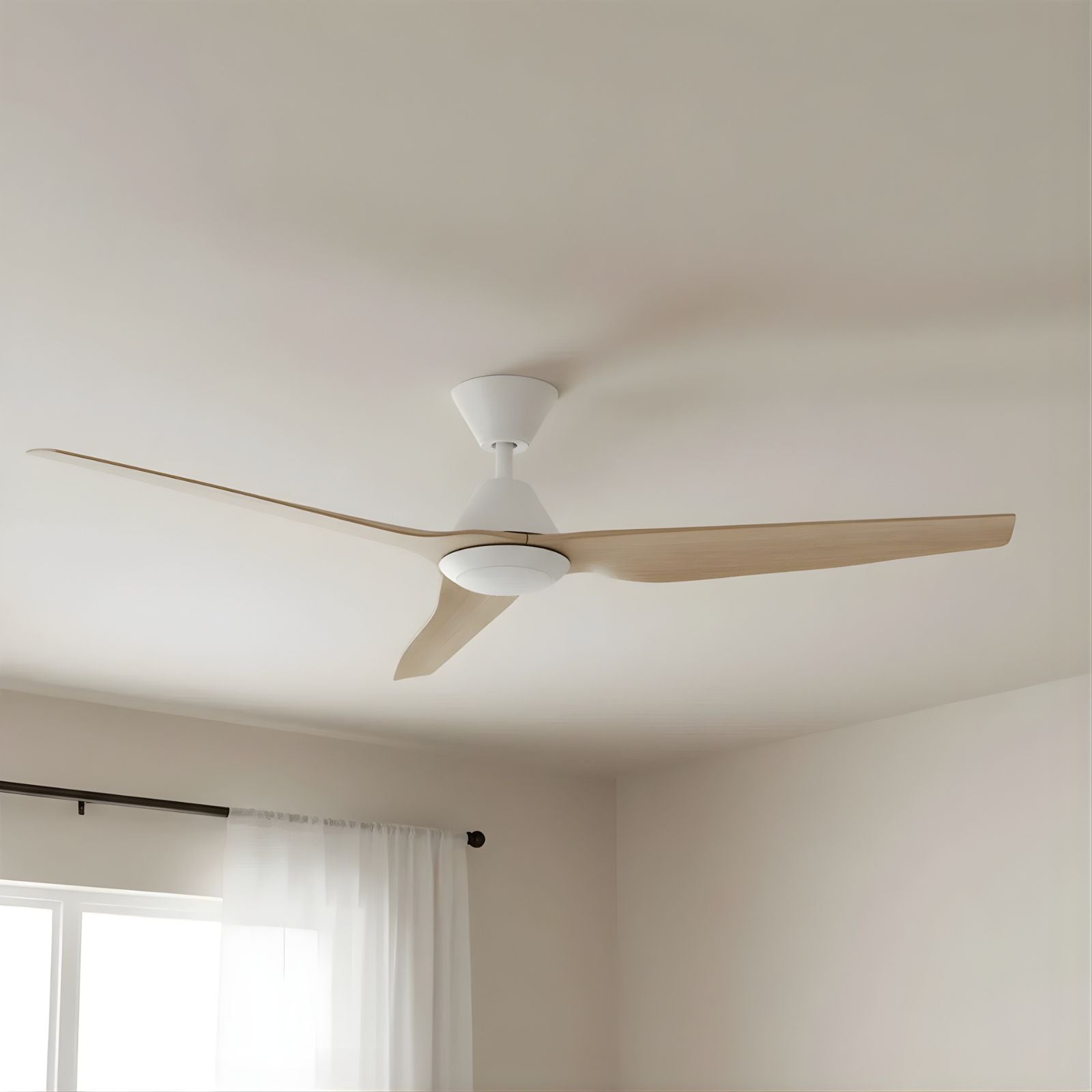 Close Up Fanco Infinity-iD v3 54'' (137cm) DC Ceiling Fan with LED Light White and Beechwood  F8031/121C - The Blue Space