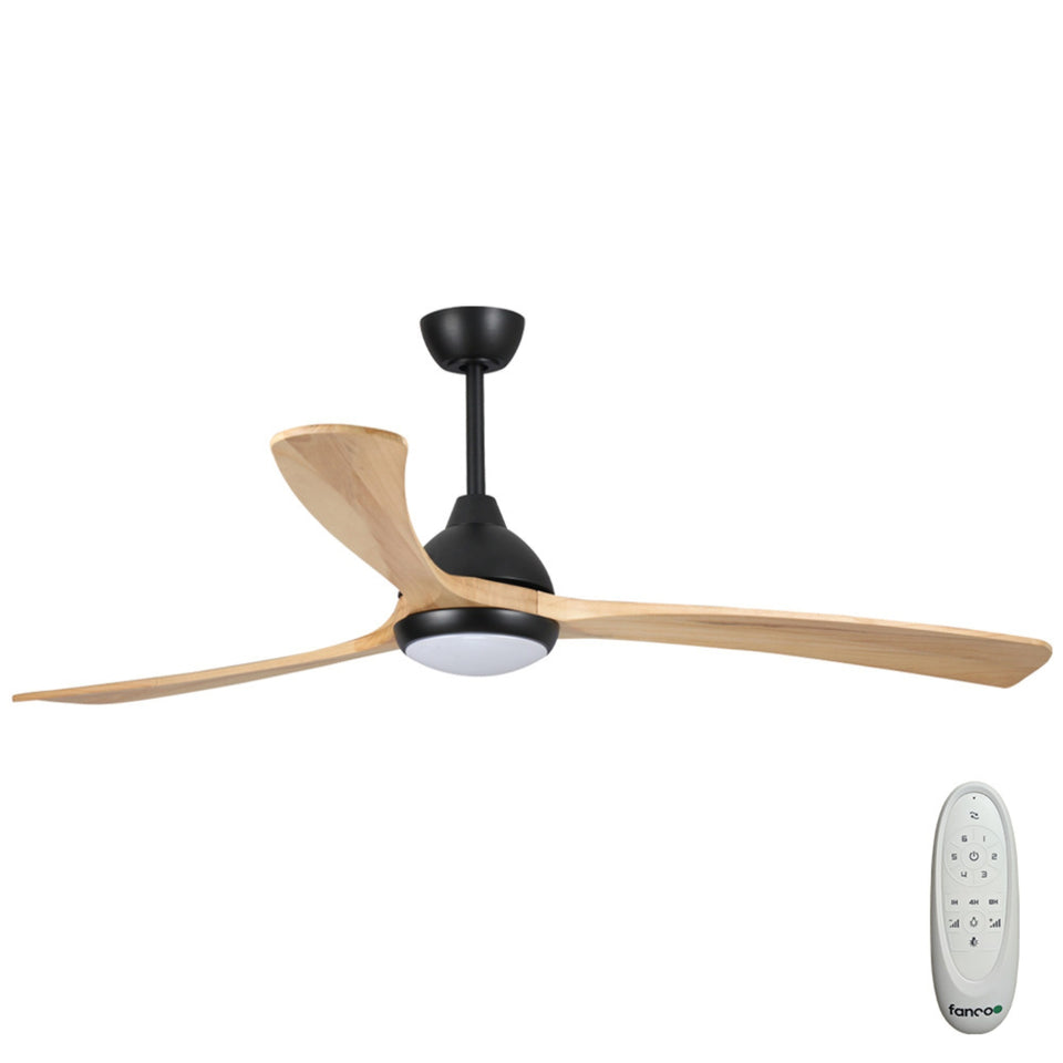 Fanco Sanctuary 52'' (132cm) DC Ceiling Fan with LED Light - Black and Natural