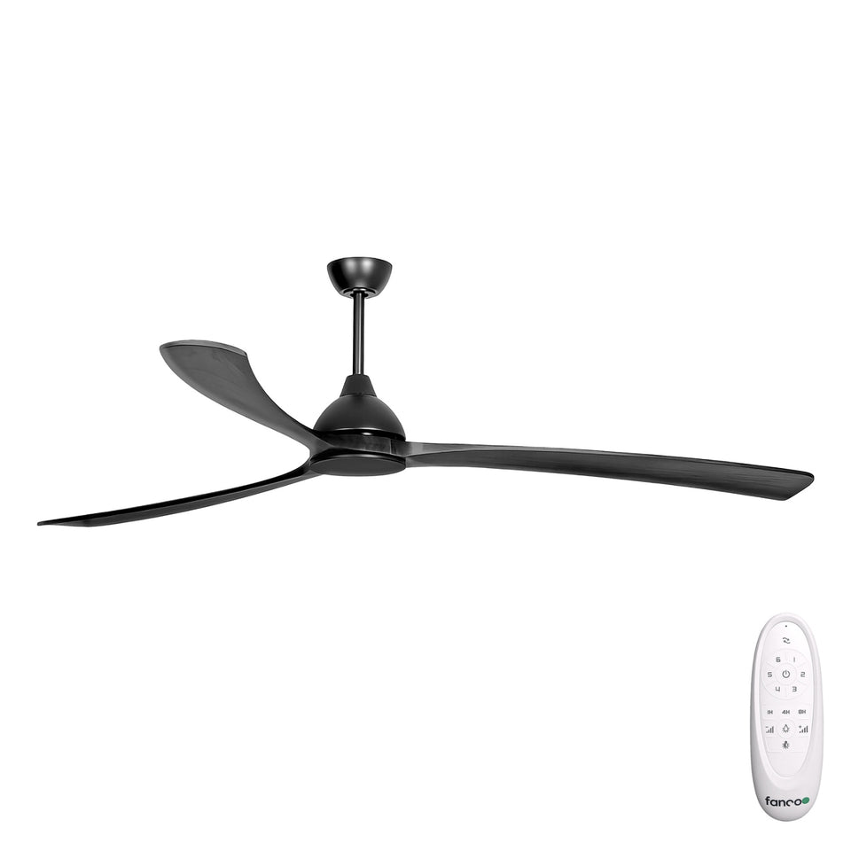 Fanco Sanctuary 86'' (218cm) DC Ceiling Fan - Black and Black Timber