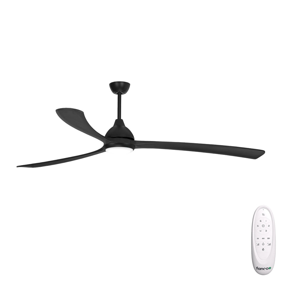 Fanco Sanctuary 86'' (218cm) DC Ceiling Fan with LED Light - Black and Black Timber