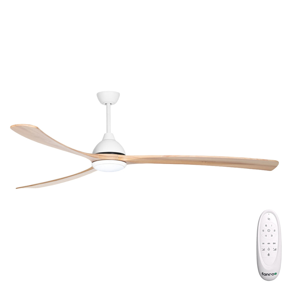 Fanco Sanctuary 86'' (218cm) DC Ceiling Fan with LED Light - White and Natural