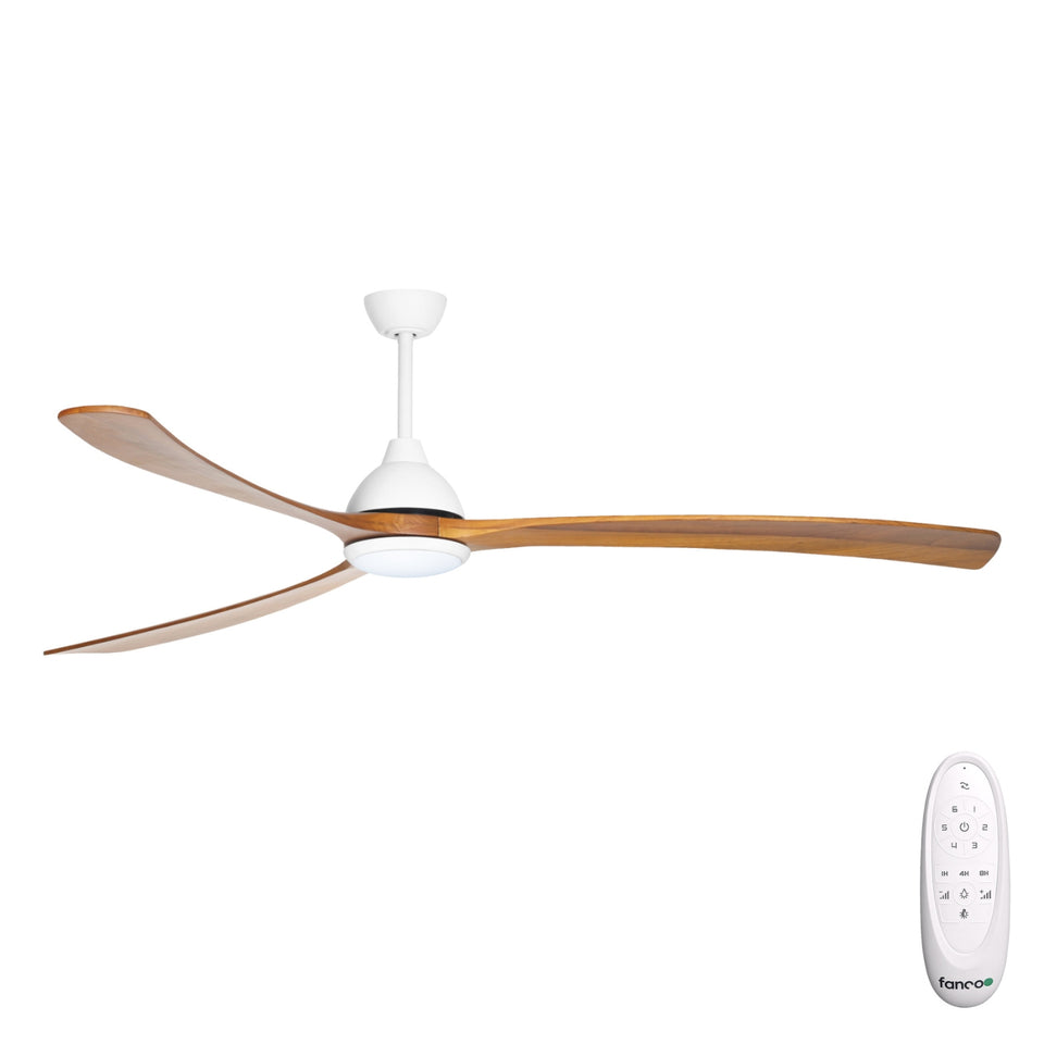 Fanco Sanctuary 86'' (218cm) DC Ceiling Fan with LED Light - White and Teak