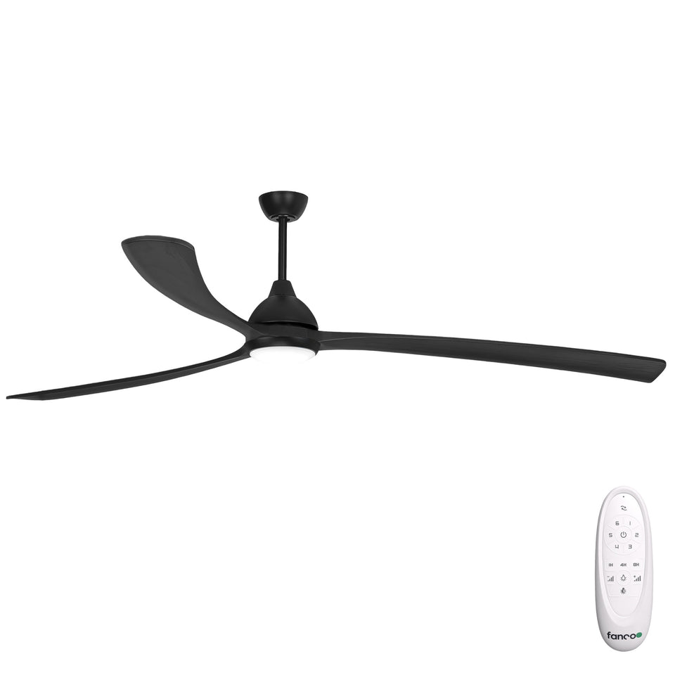 Fanco Sanctuary 92'' (234cm) DC Ceiling Fan with LED Light - Black and Black Timber