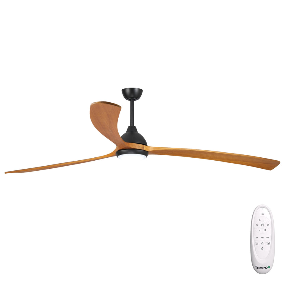 Fanco Sanctuary 92'' (234cm) DC Ceiling Fan with LED Light - Black and Teak