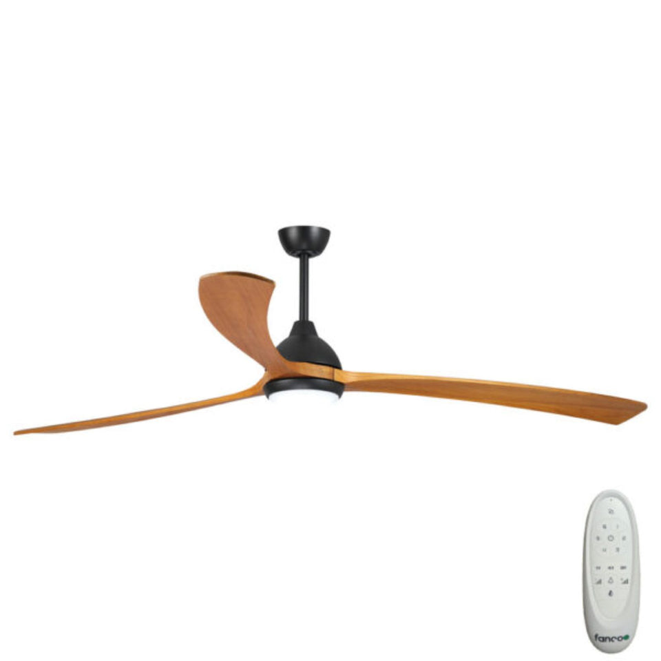 Fanco Sanctuary 86'' (218cm) DC Ceiling Fan with LED Light - Black and Teak