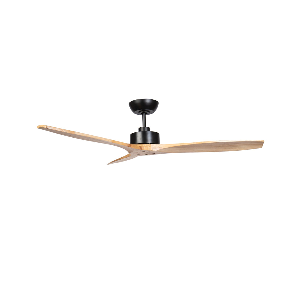 Fanco Wynd V3  54'' (137cm) DC Ceiling Fan - Black and Handcrafted Timber Blades Natural